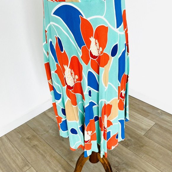 Mister Zimi Womens Bermuda Vintage Midi Dress Green Floral Size 14 - Picture 3 of 8